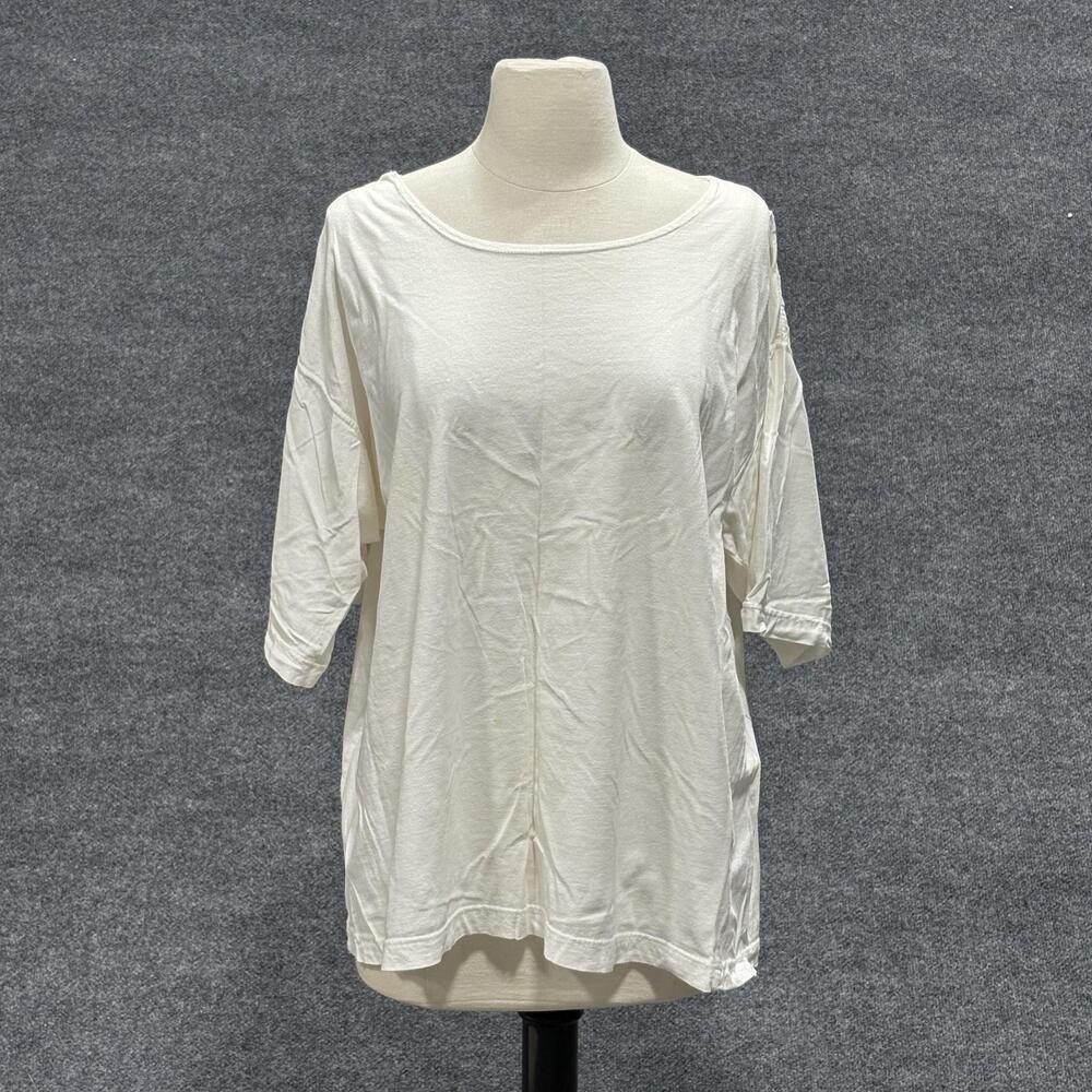Venezia Shirt Womens 18/20 White Oversized Crewneck 3/4 Sleeve Cotton Israel